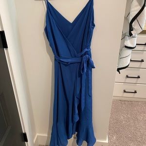Blue spaghetti strap midi dress
